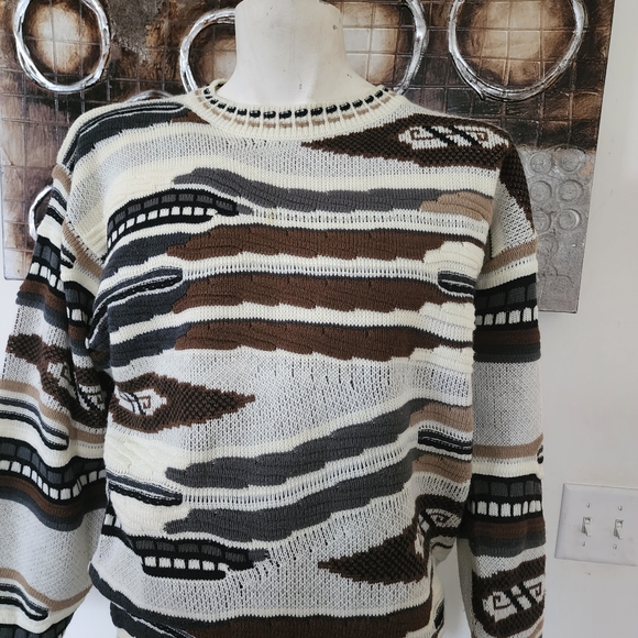 VTG Coogi Style 3-D Knit Bachrach Oversized Sweater Multicolor Textured Sz M - Picture 8 of 8